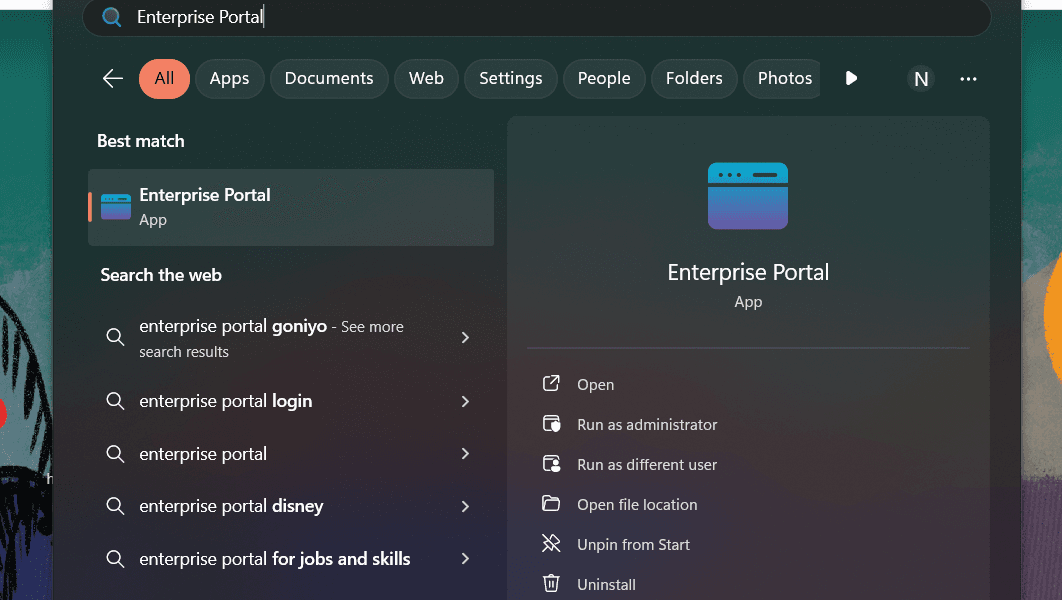 Enterprise Portal Desktop Application Screenshot